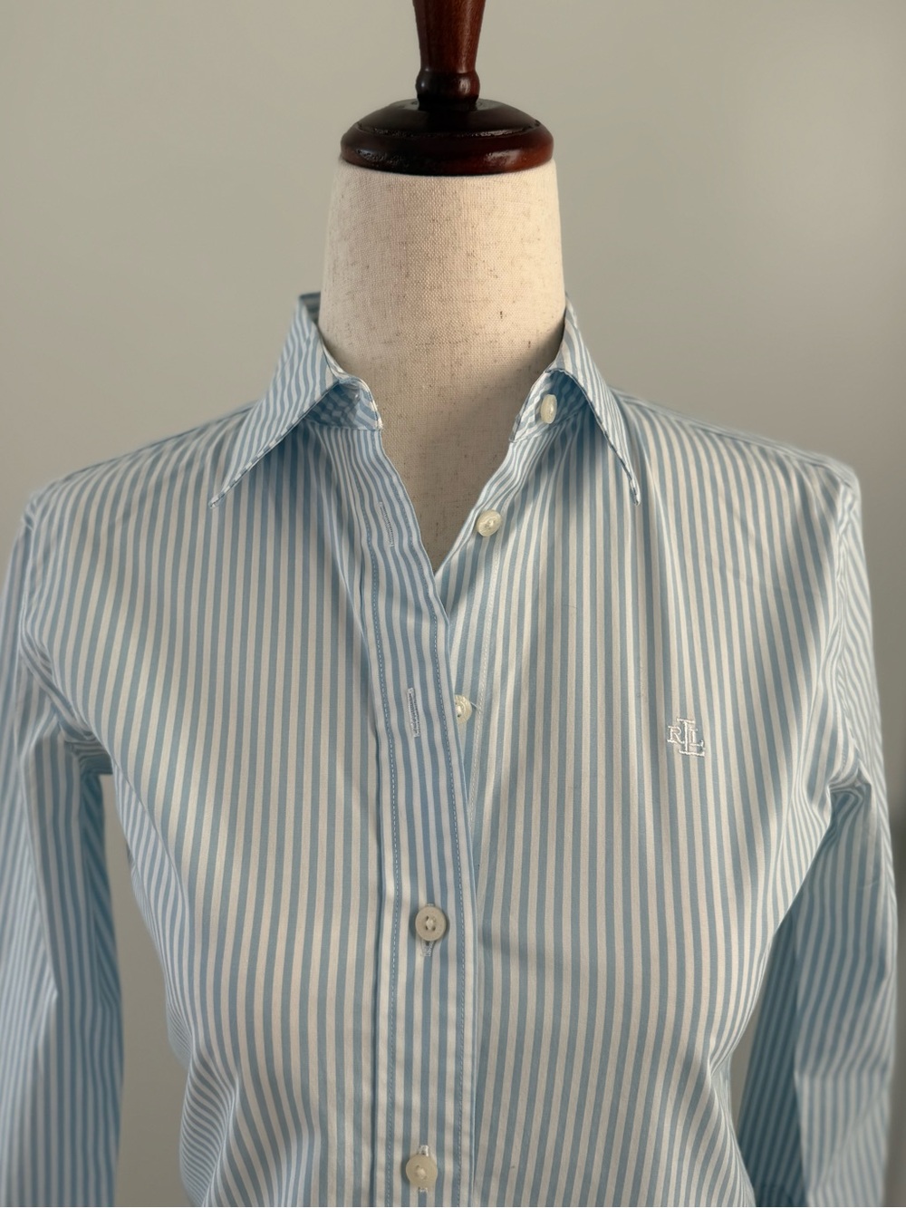 Ralph Lauren women’s light blue stripe button down